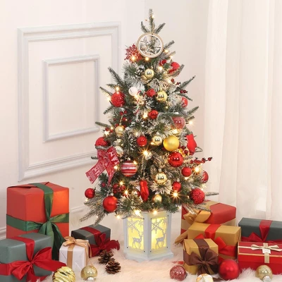 Homhougo 3FT Snow Flocked Mini Christmas Tree With Berry Clusters And Potted Base, Ideal For Table Or Front Porch Use 1 Homhougo 3FT Snow Flocked Mini Christmas Tree With Berry Clusters And Potted Base, Ideal For Table Or Front Porch Use