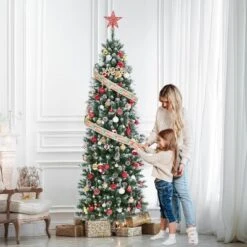 6ft/7.5ft/9ft/12ft Pre-Lit Pencil Christmas Tree With Dual-Color Lights, Slim Artificial Indoor Outdoor Xmas Tree For Home & Apartment 17 6ft/7.5ft/9ft/12ft Pre-Lit Pencil Christmas Tree With Dual-Color Lights, Slim Artificial Indoor Outdoor Xmas Tree For Home & Apartment -Northlight Sale Store GUEST 37ec1aa9 576f 40f8 af81 58a165e54443