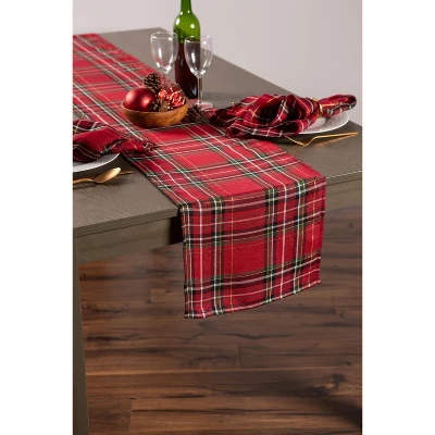 Design Imports Christmas Metallic Plaid Table Runner, Red Tartan, 14X72" 2 Design Imports Christmas Metallic Plaid Table Runner, Red Tartan, 14X72" - Image 2