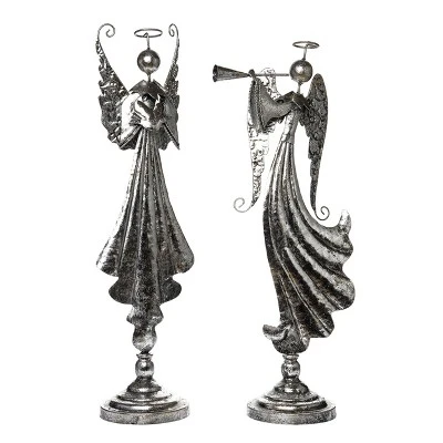 Transpac 21.5 In Silver Christmas Angel Decor Set Of 2 Elegant Metal Holiday Decorative Objects 1 Transpac 21.5 In Silver Christmas Angel Decor Set Of 2 Elegant Metal Holiday Decorative Objects