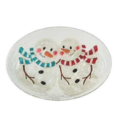 Transpac 18.5 In Multicolor Christmas Fused Snowman Platter Perfect For Holiday Serving And Festive Decor 1 Transpac 18.5 In Multicolor Christmas Fused Snowman Platter Perfect For Holiday Serving And Festive Decor