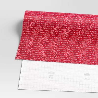 30" 50 Sq Ft Christmas Roll Wrap Merry Christmas On Red - Wondershop™ 2 30" 50 Sq Ft Christmas Roll Wrap Merry Christmas On Red - Wondershop™ - Image 2