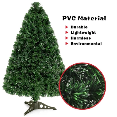 Costway 3Ft Pre-Lit Fiber Optic PVC Christmas Tree Tabletop Plastic 4 Costway 3Ft Pre-Lit Fiber Optic PVC Christmas Tree Tabletop Plastic - Image 4