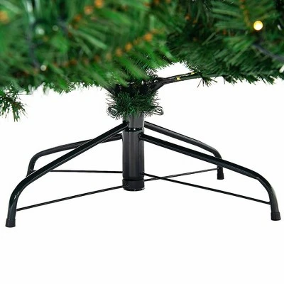 Costway Pre-Lit PVC Christmas Tree 9Ft Hinged 700 LED Lights Green 9 Costway Pre-Lit PVC Christmas Tree 9Ft Hinged 700 LED Lights Green - Image 9