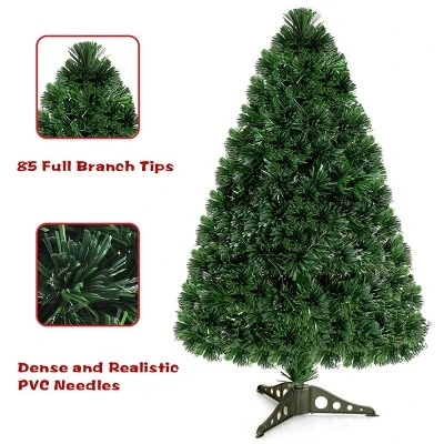 Costway 3Ft Pre-Lit Fiber Optic PVC Christmas Tree Tabletop Plastic 5 Costway 3Ft Pre-Lit Fiber Optic PVC Christmas Tree Tabletop Plastic - Image 5