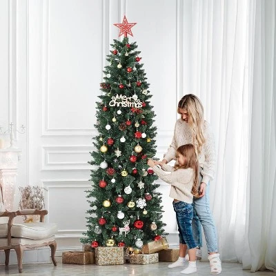 Artificial Christmas Tree, Pre-Lit Pencil Christmas Tree, Dual LED Light, Xmas Tree Holiday Decoration For Home Party 2 Artificial Christmas Tree, Pre-Lit Pencil Christmas Tree, Dual LED Light, Xmas Tree Holiday Decoration For Home Party - Image 2