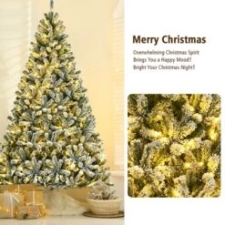 Costway 8ft Pre-lit Snow Flocked Hinged Christmas Tree W/1502 Tips & Metal Stand 14 Costway 8ft Pre-lit Snow Flocked Hinged Christmas Tree W/1502 Tips & Metal Stand -Northlight Sale Store GUEST 3f1a1f92 fd9b 4442 9c6a e87347179d21