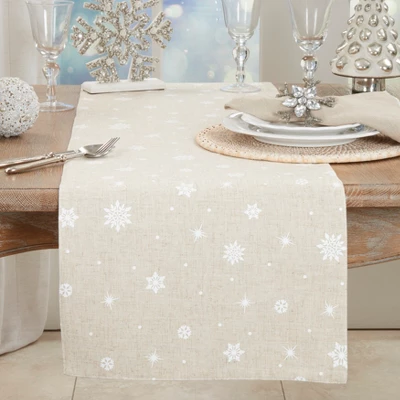 Saro Lifestyle Snowflake Christmas Table Runner 3 Saro Lifestyle Snowflake Christmas Table Runner - Image 3