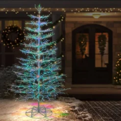 Aurio Amazing Seasons 6' Pre-lit Winterberry Indoor Outdoor Artificial Christmas Tree With Multicolor LED Lights