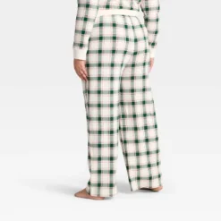 Women's Plaid Ribbed Holiday Matching Family Pajama Pants - Wondershop⢠Cream