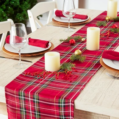 Design Imports Christmas Metallic Plaid Table Runner, Red Tartan, 14X72" 6 Design Imports Christmas Metallic Plaid Table Runner, Red Tartan, 14X72" - Image 6
