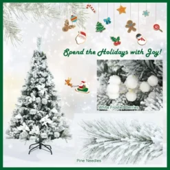 Costway 5ft/6ft/7ft/8ft Snow Flocked Hinged Christmas Tree W/ Berries & Poinsettia Flowers 18 Costway 5ft/6ft/7ft/8ft Snow Flocked Hinged Christmas Tree W/ Berries & Poinsettia Flowers -Northlight Sale Store GUEST 42101784 a752 494f 8fe5 413804e7f3e0