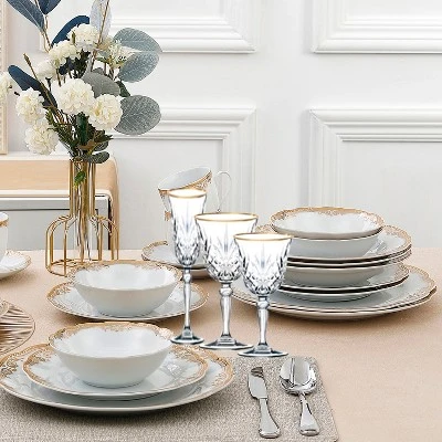 Lorren Home Trends Siena Collection Set Of 4 Crystal White Wine Glass With Gold Band Design 3 Lorren Home Trends Siena Collection Set Of 4 Crystal White Wine Glass With Gold Band Design - Image 3