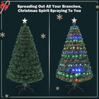 Costway 5'/6'/7'Pre-Lit Fiber Optic Christmas Tree Multicolor Lights 4 Costway 5'/6'/7'Pre-Lit Fiber Optic Christmas Tree Multicolor Lights - Image 4
