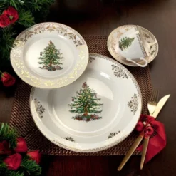 Spode Christmas Tree Gold Salad Plate, 8-Inch Porcelain Dinner & Appetizer Plate, Microwave & Dishwasher Safe, Festive Collectible Seasonal Plate -Northlight Sale Store GUEST 42a6e6bc 020d 4b01 9352 b0c21ce6314d