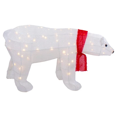 Northlight LED Lighted Tinsel Polar Bear Outdoor Christmas Decoration - 32" - Warm White Lights 3 Northlight LED Lighted Tinsel Polar Bear Outdoor Christmas Decoration - 32" - Warm White Lights - Image 3