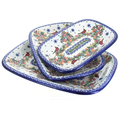 Blue Rose Polish Pottery 6200 Vena 3 Piece Rectangular Serving Set 13 Blue Rose Polish Pottery 6200 Vena 3 Piece Rectangular Serving Set - Image 13