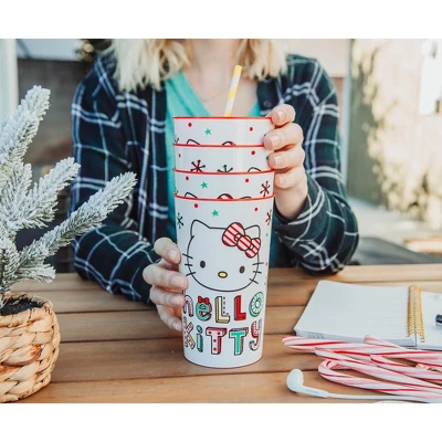 Silver Buffalo Sanrio Hello Kitty Holiday 4-Piece Plastic Cup Set | Each Holds 22 Ounces 6 Silver Buffalo Sanrio Hello Kitty Holiday 4-Piece Plastic Cup Set | Each Holds 22 Ounces - Image 6