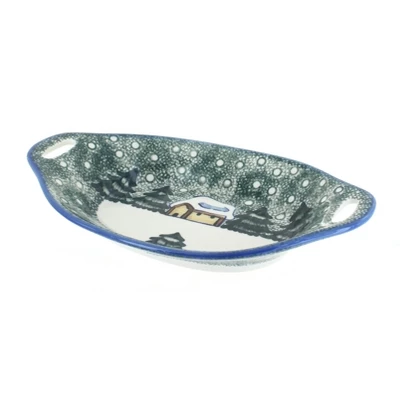 Blue Rose Polish Pottery 13G WR Unikat Oval Dish With Handles 3 Blue Rose Polish Pottery 13G WR Unikat Oval Dish With Handles - Image 3