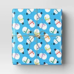 40" 125 Sq Ft Christmas Roll Wrap Snowmen On Light Blue - Wondershopâ˘