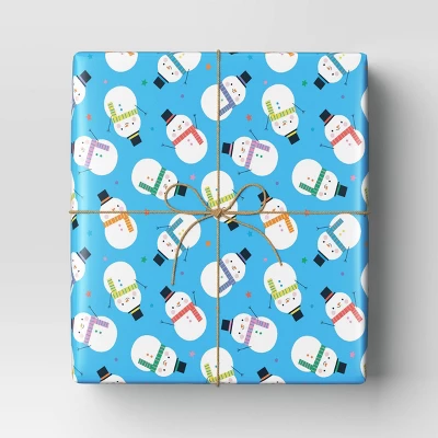 40" 125 Sq Ft Christmas Roll Wrap Snowmen On Light Blue - Wondershop™ 1 40" 125 Sq Ft Christmas Roll Wrap Snowmen On Light Blue - Wondershop™
