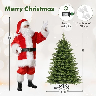 Costway 5/6/7 FT Pre-Lit Christmas Tree Hinged With 250/350/470 Multi-color Lights 3 Costway 5/6/7 FT Pre-Lit Christmas Tree Hinged With 250/350/470 Multi-color Lights - Image 3