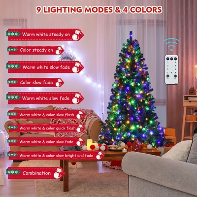 Costway 6ft Pre-lit Hinged Christmas Tree W/ Remote Control & 9 Lighting Modes 6 Costway 6ft Pre-lit Hinged Christmas Tree W/ Remote Control & 9 Lighting Modes - Image 6