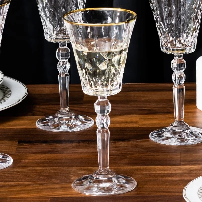 Lorren Home Trends Marilyn Gold White Wine Goblets, Set Of 4 5 Lorren Home Trends Marilyn Gold White Wine Goblets, Set Of 4 - Image 5