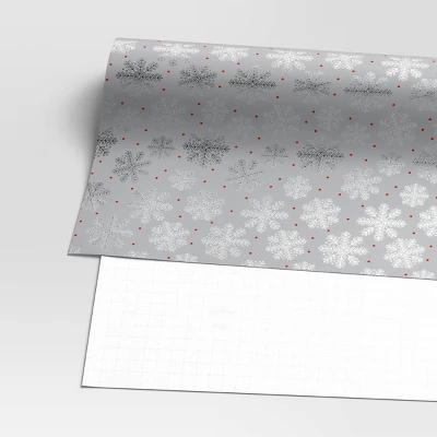 30” 20 Sq Ft Christmas Roll Wrap Silver Snowflake On Grey - Wondershop™ 2 30” 20 Sq Ft Christmas Roll Wrap Silver Snowflake On Grey - Wondershop™ - Image 2