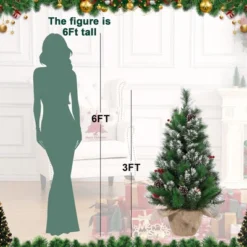 Christmas Tree With 78 Multi-Color Lights, 3 Ft Pre-Lit Artificial Christmas Decoration