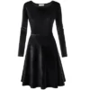 Coolmee Women's Velvet Cocktail Dress Winter Christmas Holiday Dress Long Sleeves Party Formal Dress
