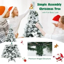 Costway 5ft/6ft/7ft/8ft Snow Flocked Hinged Christmas Tree W/ Berries & Poinsettia Flowers 17 Costway 5ft/6ft/7ft/8ft Snow Flocked Hinged Christmas Tree W/ Berries & Poinsettia Flowers -Northlight Sale Store GUEST 49aa6934 bc29 4c91 8427 a4b05316066b