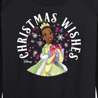 Women's - Disney - Christmas Wishes Tiana Lightweight French Terry Wide Neck Long Sleeve Graphic Shirt 1 Women's - Disney - Christmas Wishes Tiana Lightweight French Terry Wide Neck Long Sleeve Graphic Shirt
