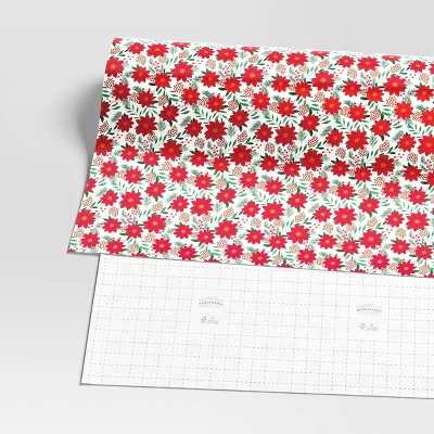 30" 50 Sq Ft Christmas Roll Wrap Poinsettia On Cream - Wondershop™ 2 30" 50 Sq Ft Christmas Roll Wrap Poinsettia On Cream - Wondershop™ - Image 2