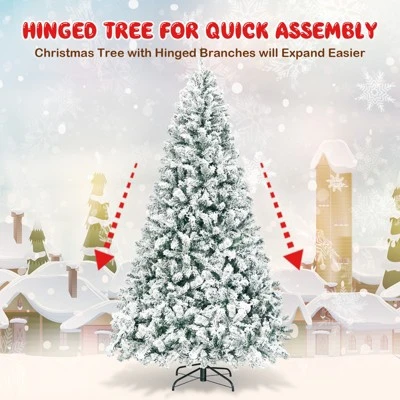 Costway Prelit 7.5ft Christmas Tree Flocked Xmas Snowy Tree 450 LED Lights 5 Costway Prelit 7.5ft Christmas Tree Flocked Xmas Snowy Tree 450 LED Lights - Image 5
