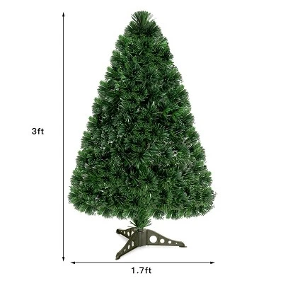 Costway 3Ft Pre-Lit Fiber Optic PVC Christmas Tree Tabletop Plastic 2 Costway 3Ft Pre-Lit Fiber Optic PVC Christmas Tree Tabletop Plastic - Image 2