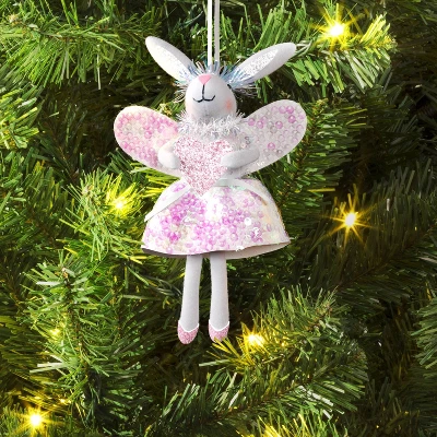 4.5" Christmas Pink Bunny With Wings Ornament - Wondershop™ 1 4.5" Christmas Pink Bunny With Wings Ornament - Wondershop™