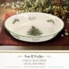 Spode Christmas Tree Oval Rim Dish (12.5" X 8.75") Festive Deep Baking Pan - Fine Porcelain, Microwave, Freezer, Dishwasher Safe