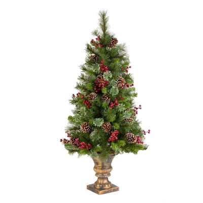 National Tree Company 4' Pre-lit Iced Berry Mini Artificial Christmas Tree With Clear Lights: Indoor/Outdoor, Hinged Branches, PVC 2 National Tree Company 4' Pre-lit Iced Berry Mini Artificial Christmas Tree With Clear Lights: Indoor/Outdoor, Hinged Branches, PVC - Image 2