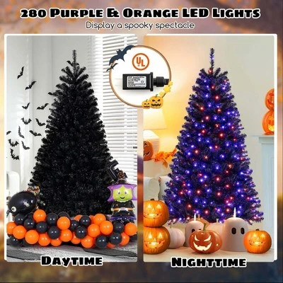 Costway 6/7/8 FT Halloween Tree Artificial Decoration Tree With 758/1040/1408 Branch Tips 6 Lighting Modes 4 Costway 6/7/8 FT Halloween Tree Artificial Decoration Tree With 758/1040/1408 Branch Tips 6 Lighting Modes - Image 4