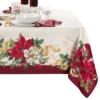 Elrene Poinsettia Garlands Engineered Tablecloth - Elrene Home Fashions