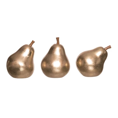 Transpac Gold Pear Figurine Set Of 3 Christmas Home Decorations Resin Decorative Objects For Holiday Decor 1 Transpac Gold Pear Figurine Set Of 3 Christmas Home Decorations Resin Decorative Objects For Holiday Decor