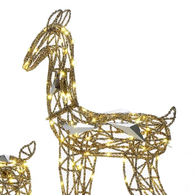 LuxenHome 3-Piece Gold Glitter Deer Family Outdoor Holiday Decoration With Lights Brown 10 LuxenHome 3-Piece Gold Glitter Deer Family Outdoor Holiday Decoration With Lights Brown - Image 10