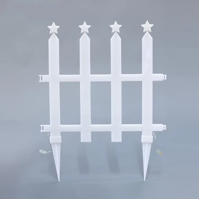 LuxenHome 8-Piece Light Show Star-Topped Fence Design Outdoor Decoration White 8 LuxenHome 8-Piece Light Show Star-Topped Fence Design Outdoor Decoration White - Image 8