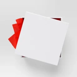 Christmas Wrap Essentials Medium Square Box White Glitter - Wondershopâ˘