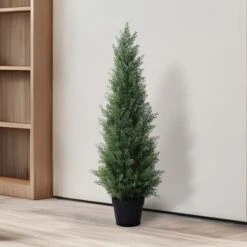 DR.Planzen 3-5FT Artificial Cedar Tree Indoor/Outdoor UV Protection Pre Potted Fake Tree For Decor, Perfect Housewarming Gift 1Pack