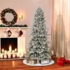 7.5ft Puleo Pre-Lit Flocked Slim Royal Majestic Spruce Artificial Christmas Tree Clear Lights: Hinged, Flame-Retardant, Indoor Use