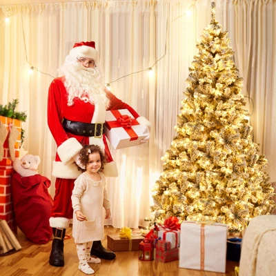 Costway Prelit 7.5ft Christmas Tree Flocked Xmas Snowy Tree 450 LED Lights 1 Costway Prelit 7.5ft Christmas Tree Flocked Xmas Snowy Tree 450 LED Lights