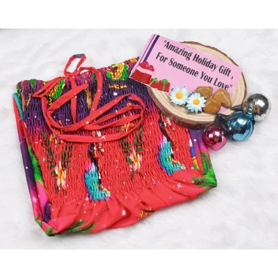 LA LEELA Women's Casual Beach Christmas A Line Slit Mini Dresses Tube Top Short Strapless Santa Dress For Women One Size Pink Santa Reindeer Sleigh 2 LA LEELA Women's Casual Beach Christmas A Line Slit Mini Dresses Tube Top Short Strapless Santa Dress For Women One Size Pink Santa Reindeer Sleigh - Image 2