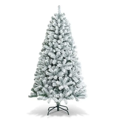 Costway 6/7.5/9 Ft Snow Flocked Hinged Artificial Christmas Tree Unlit Metal 10 Costway 6/7.5/9 Ft Snow Flocked Hinged Artificial Christmas Tree Unlit Metal - Image 10